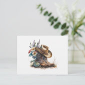 Country Cowgirl Boots Flower Hat Texas ポストカード (スタンド正面)