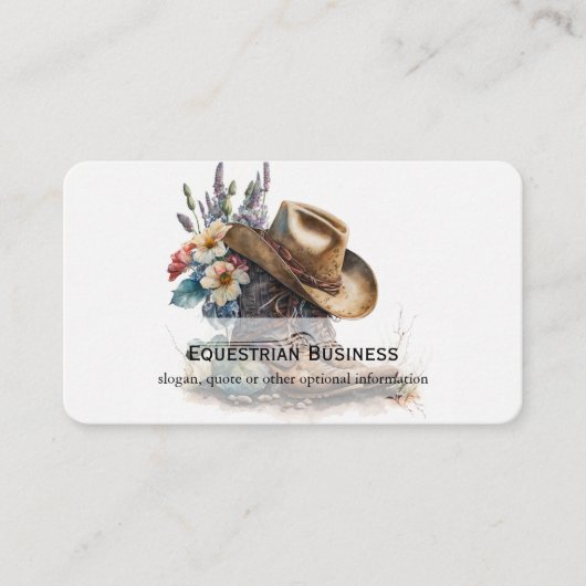 Country Cowgirl Boots Flower Hat Texas 名刺 (正面)