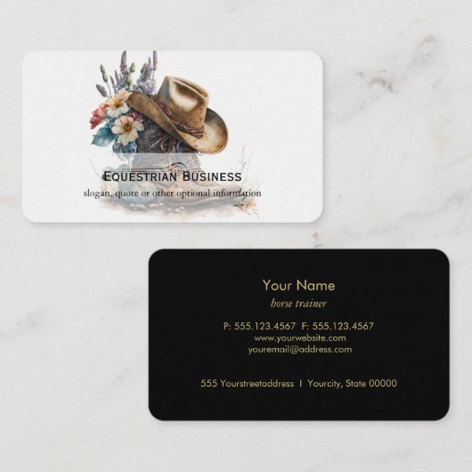 Country Cowgirl Boots Flower Hat Texas 名刺 (正面/裏面)