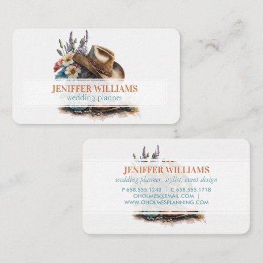 Country Cowgirl Boots Flower Hat Texas 名刺 (正面/裏面)