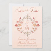 Country Elegance Autumn Watercolor Leaves Photo セーブザデート (正面)