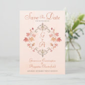 Country Elegance Autumn Watercolor Leaves Photo セーブザデート (スタンド正面)