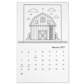 Country Farm Coloring Calendar カレンダー (2月 2027)