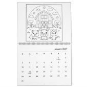 Country Farm Coloring Calendar カレンダー (1月 2027)