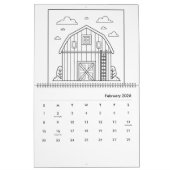 Country Farm Coloring Calendar カレンダー (2月 2026)