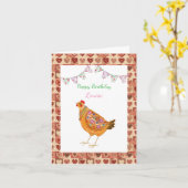 Country Farm Style Cute Chicken Custom Birthday カード (黄色い花)