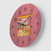 Country Farmers Market Red Barn Wood Wall Clock ラージ壁時計 (傾斜)