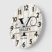 Country Farmhouse Y Monogram ラージ壁時計 (傾斜)
