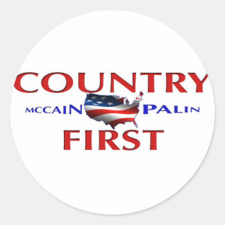 Country First John McCainサラ・ペイリン氏シール ラウンドシール