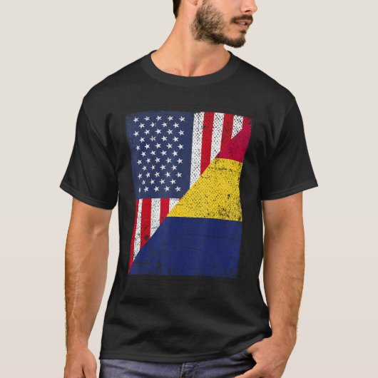Country Flag Design  Half USA Half Chad Tシャツ (正面)