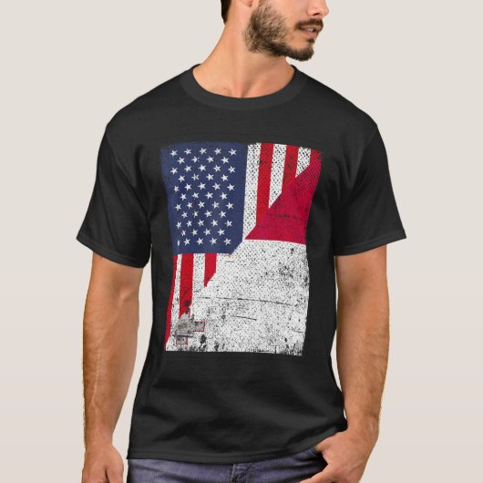 Country Flag Design  Half USA Half Malta Tシャツ (正面)