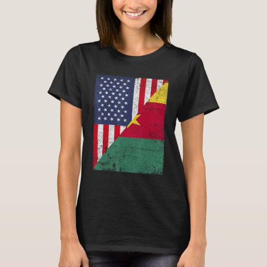 Country Flag  Half USA Half Cameroon Tシャツ (正面)