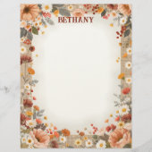Country Flowers on Burlap Stationery Paper レターヘッド (正面)