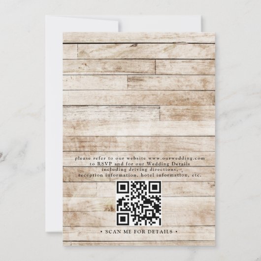 Country Flowers Rustic Chic Budget QR Code Wedding 招待状 (裏面)