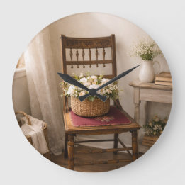 Country French Chair Wall Clock – Cottage Core ラージ壁時計