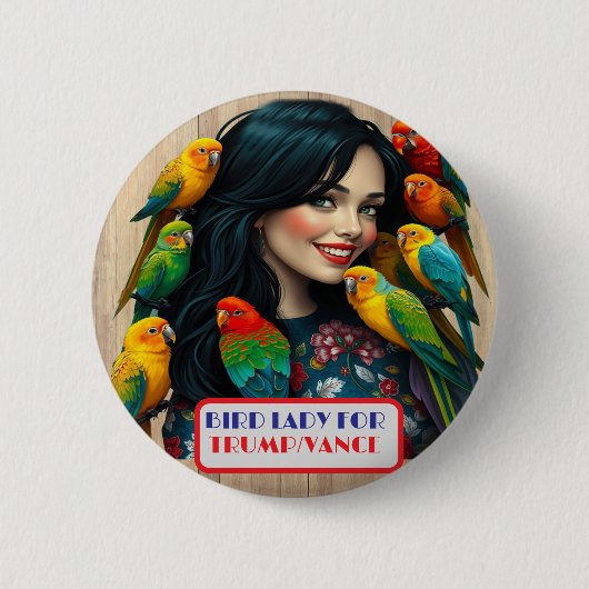 Country Gals Bird Lady for Trump/Vance Button 缶バッジ (正面)