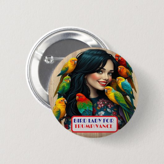 Country Gals Bird Lady for Trump/Vance Button 缶バッジ (正面&裏面)