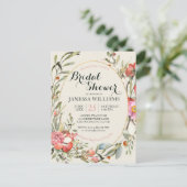 Country Garden Floral Bridal Shower Invitation  ポストカード (スタンド正面)