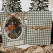Country Gingham Bow Photo Christmas Card シーズンカード