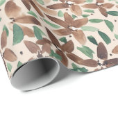 Country Green Floral Watercolor Hand-painted ラッピングペーパー (ロールコーナー)