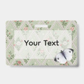 Country Green Vintage Flower  バッジ (正面)