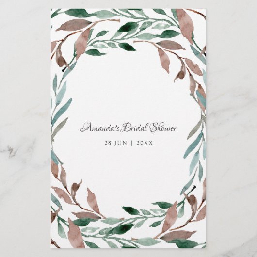 Country Green Winter Bridal Shower Game (裏面)