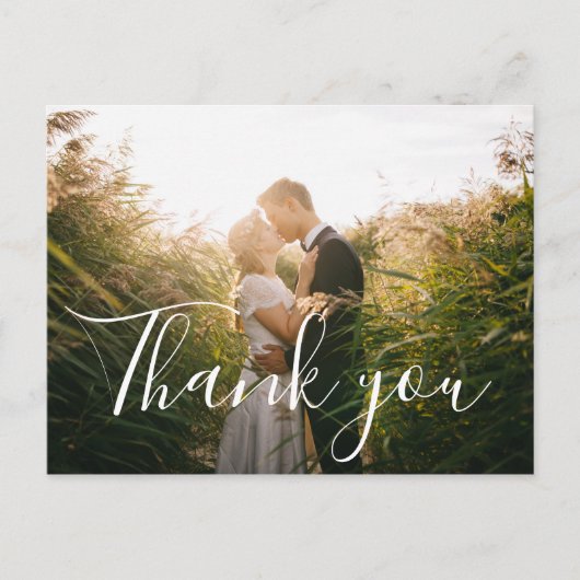 Country Hand Lettered Photo 結婚'sサンキューカード ポストカード (正面)