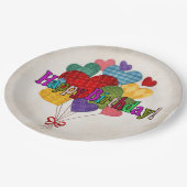 Country Heart Balloons ペーパープレート (アングル)