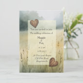 Country hearts design wedding invitation 招待状 (スタンド正面)