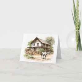 Country Home with Horse in the Front Yard 空白の カード