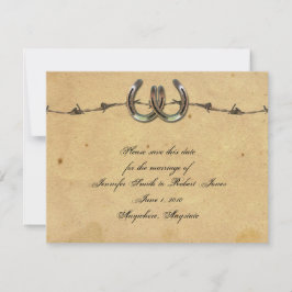 Country Horseshoe素朴 Barbed日付を保存 セーブザデート