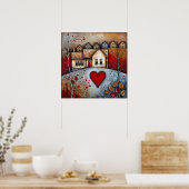 Country house on the hill grunge Ai art ポスター (キッチン)