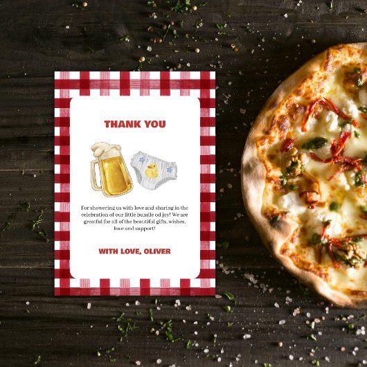 Country Huggies Chuggies Beer Diaper Baby Shower  サンキューカード