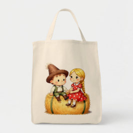 Country Kids on a Hay Bale トートバッグ