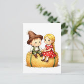 Country Kids on a Hay Bale,  ポストカード (スタンド正面)