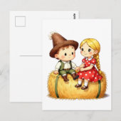 Country Kids on a Hay Bale,  ポストカード (正面/裏面)