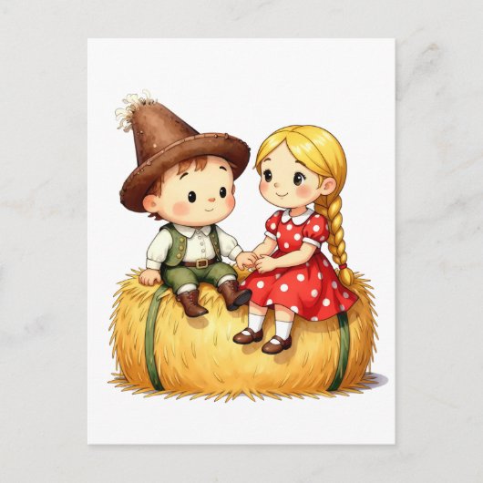 Country Kids on a Hay Bale,  ポストカード (正面)