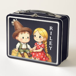 Country Kids on a Hay Bale  メタルランチボックス