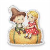 Country Kids on a Hay Bale, Sticker シール (正面)