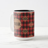 Country Kitchen Monogram Mug with Snowflakes ツートーンマグカップ (正面左)