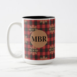 Country Kitchen Monogram Mug with Snowflakes ツートーンマグカップ