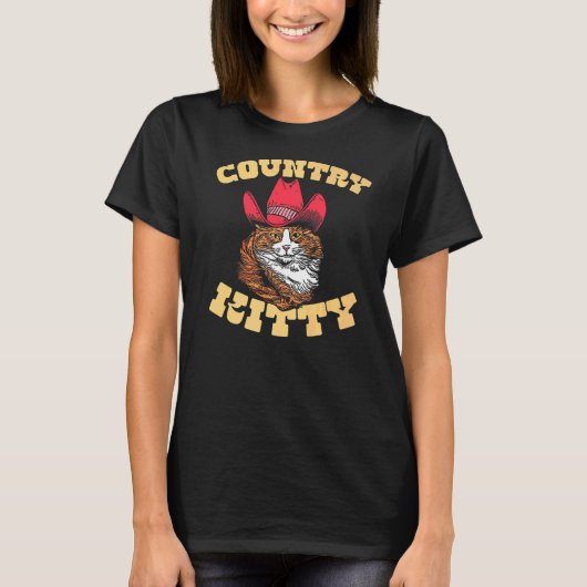 Country Kitty Country Cowgirl Cat Western Vibe Tシャツ (正面)