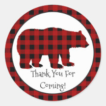 Country Lumberjack Bearありがとうパーティーシール