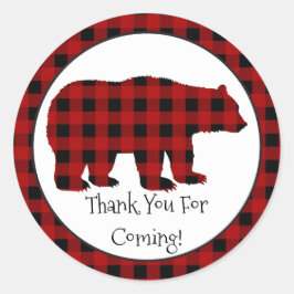 Country Lumberjack Bearありがとうパーティーシール ラウンドシール