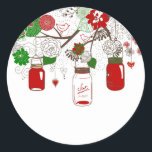 Country Mason Jar Christmas Stickers ラウンドシール<br><div class="desc">Country Mason Jar Christmas Stickers</div>