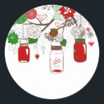Country Mason Jar Christmas Stickers ラウンドシール<br><div class="desc">Country Mason Jar Christmas Stickers</div>