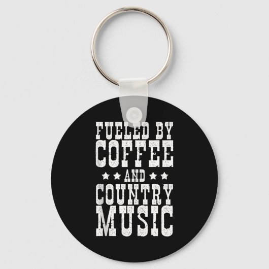Country Music &amp; Coffee - Funny Quote Western M キーホルダー (正面)