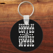 Country Music &amp; Coffee - Funny Quote Western M キーホルダー (正面)