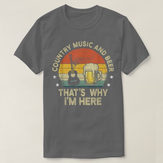 Country Music and Beer That I's Here Guitar Tシャツ (デザイン正面)