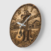 Country Music Cowboy Rustic Western ラージ壁時計 (傾斜)